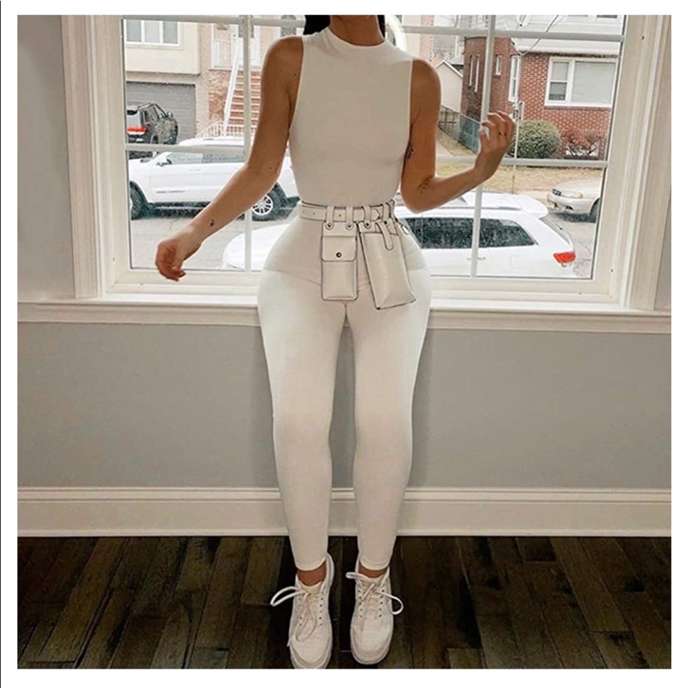 White bodycon jumpsuit
